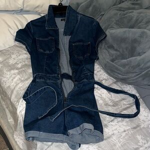 Fashion Nova Denim Romper- Medium